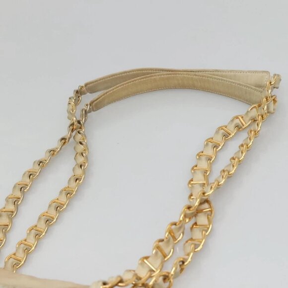 PRADA Chain Shoulder Bag Nylon Beige Gold Auth SW1015 - Picture 9 of 16